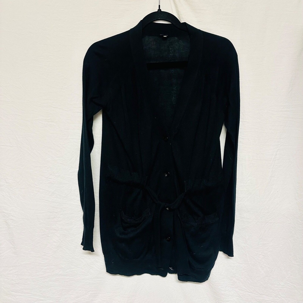 PHILIP LIM Black Long Sleeve‎ Button Closure Waist Tie Cardigan Size XS